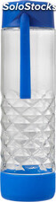 Botella vidrio geométrica 590ml tapa y fondo silicona