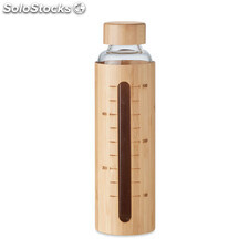 Botella vidrio tapa bambú 600ml madera MIMO6367-40