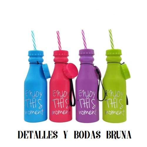 Botellas con Pajita  Detalles para Bodas, Comuniones, Bautizos y  Celebraciones