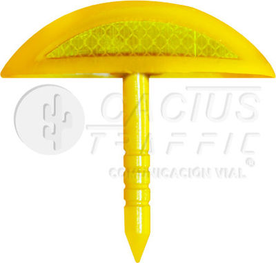 Boton vial aluminio con perno color amarillo con reflejante