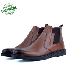 Bottines pour homme extra confortable en cuir crust marron