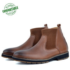 Bottines pour homme extra confortable en cuir tabac