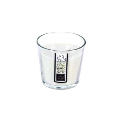 Bougie parfumée au jasmin - 13,5 x 12,5 cm - verre - blanc