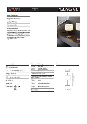 Bover Danona Lampe De Table (Estructura Mini) 1x46w E27 Nickel Piel Os - Photo 2