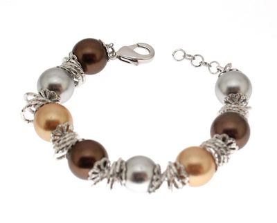 BR078 - Bracciale in bronzo/ottone con perle in vetro cerato