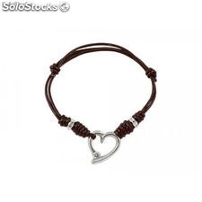 BRACELET CORAZON FUND. CUERO MARRON