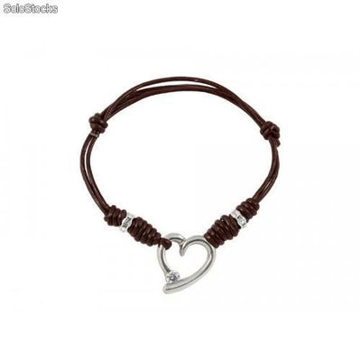 BRACELET CORAZON FUND. CUERO MARRON