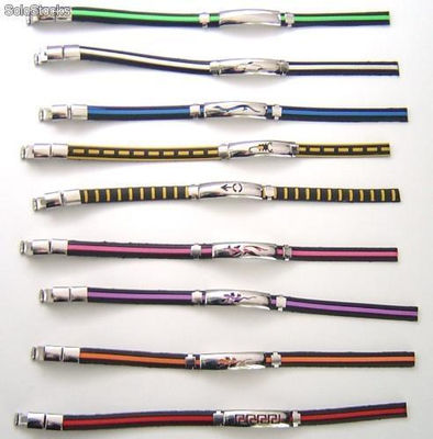 Bracelets en acier et caoutchouc deux couleurs plaque avec gravure