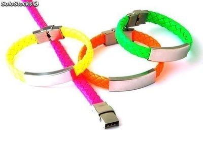 Bracelets Stahl und Leder Geflecht aufzeichnen fluoreszierende farben Sortierte