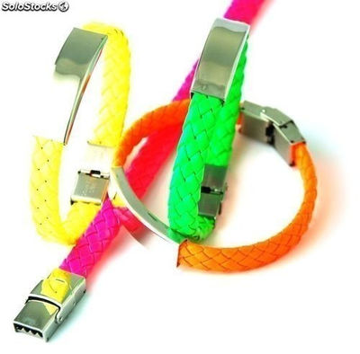 Bracelets Stahl und Leder Geflecht aufzeichnen fluoreszierende farben Sortierte - Foto 2