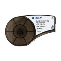 Brady M21-375-423 cinta de poliéster permanente, negro sobre blanco, 9,53 mm x
