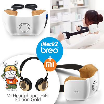 Breo Massager del cuello iNeck 2 + Xiaomi Mi Auriculares HiFi edición (Oro)