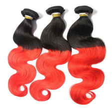 Brésilienne Vierge Cheveux Corps Vague Ombre Cheveux 1b/rouge