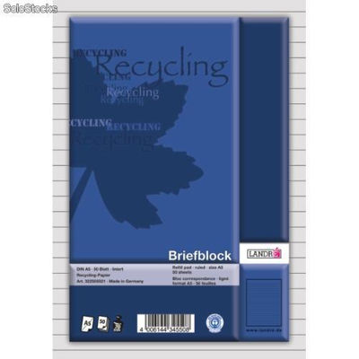 Briefblock A5 liniert 50 Blatt 70g/qm aus Recyclingpapier