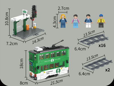 Brinquedo de construção compatível com LEGO, modelo de bonde de dois andares - Foto 3
