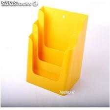 Brochuras vertical, porta de acrílico poliestireno a4 Gloss Amarelo (3 casos)