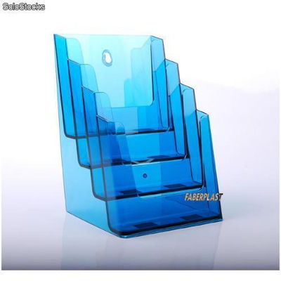 Brochuras vertical, porta de acrílico poliestireno translúcido a5 Blue (4 casos)