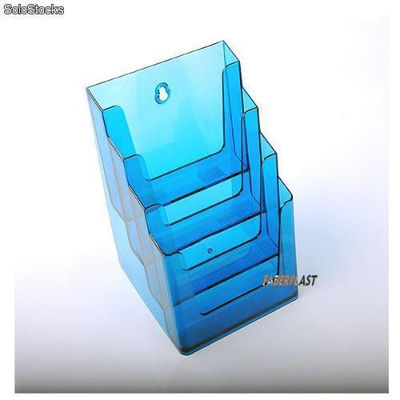 Brochuras vertical, porta de acrílico poliestireno translúcido a5 Blue (4 casos) - Foto 2