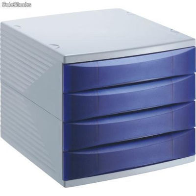 Bürobox Quadra 280x365x250mm mit 4 Schüben blau
