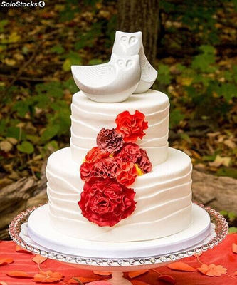 Búhos de porcelana para pastel de boda