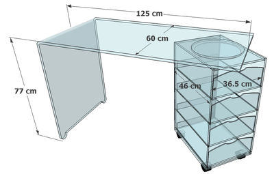 bureau 4 tiroirs plexiglass - Photo 4