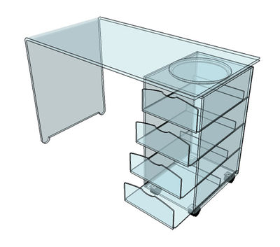 bureau 4 tiroirs plexiglass - Photo 2