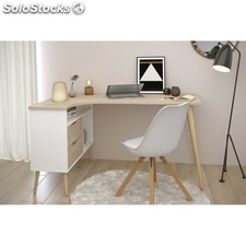 Bureau d&#39;angle style scandinave - gamme norsk - l 145 x p 81 x h 75 cm - blanc