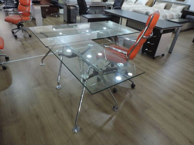 Bureau de president en verre et metal chrome dim:1.80 m - Photo 3