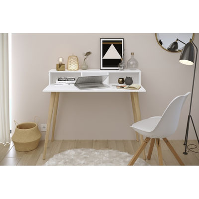 Bureau style scandinave - gamme norsk - l 100 x p 100 x h 75 cm - blanc