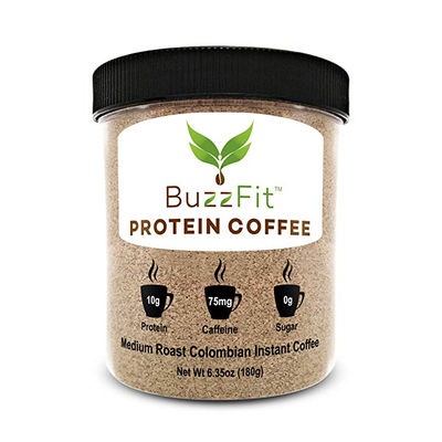 BuzzFit Protein Coffee - Colombian Coffee w/ Whey Protein, SERVED HOT, 6.35 oz