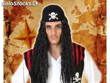 c/pvc peluca de pirata pelo largo c/ pañuelo