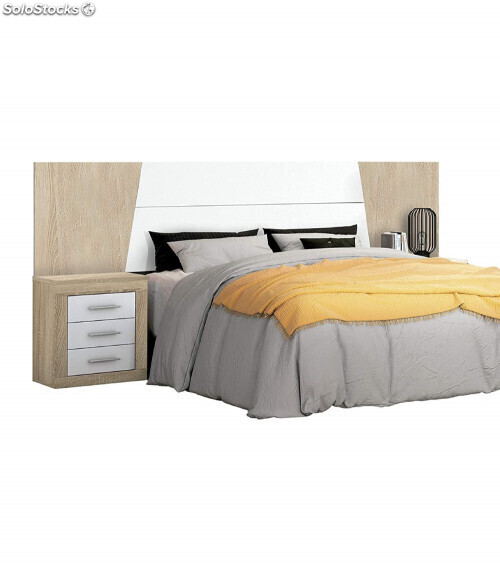 Cama individual moderna con cabecero, cama individual apta para colchón de  90x190 cm, color Blanco y Gris