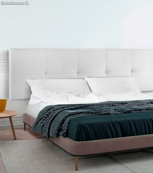Cabecero cama 150 con estantes en blanco y roble riviera LENY