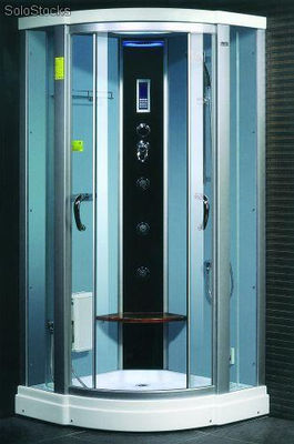 Cabina de ducha con hidromasaje, baño turco de vapor y aromaterapia.