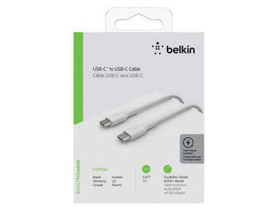 Cable belkin cab003bt2mwh cable usb-c a usb-c boost charge longitud 2 m color - Foto 2