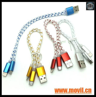Cable micro del USB 8Pin 2 en 1 cable del USB. Para el iPhone 5 6 6s 5s plus