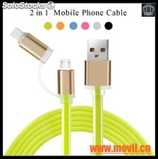 Cable micro USB Cable 2 en 1 cables de carga para el iPhone 5 5S 6 6S