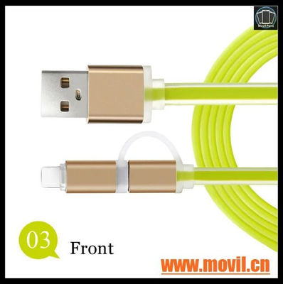 Cable micro USB Cable 2 en 1 cables de carga para el iPhone 5 5S 6 6S - Foto 3