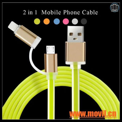 Cable micro USB Cable 2 en 1 cables de carga para el iPhone 5 5S 6 6S - Foto 2