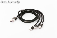 Câble USB Lighting Micro USB et Type-C 120 cm 5 Couleurs