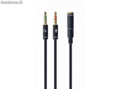 CableXpert 3,5 mm 4-Pin Stecker auf 2x 3.5 mm Stereo-Adapterkabel, schwarz,