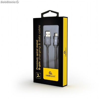 CableXpert 8-pin charging cable 2 m metallic-grey CC-USB2S-AMLM-2M-BG