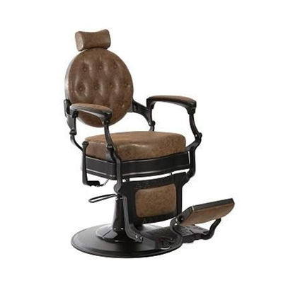 Cadeira barbeiro hidráulica clássico vintage apoio para os pés modelo Mae Marron