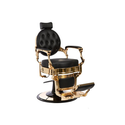 Cadeira barbeiro hidráulica vintage apoio os pés modelo Mae Gold Promoção