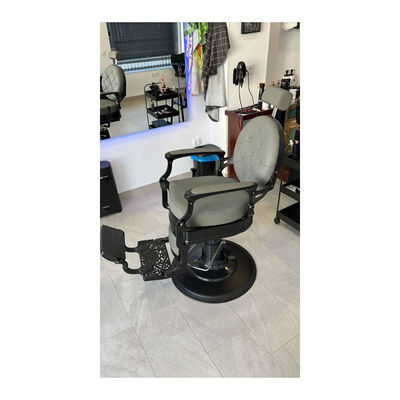 Cadeira barbeiro hidráulica vintage os pés Modelo Check Gris Promoção Março 2024 - Foto 5