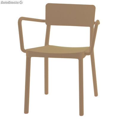 Cadeira com braços empilháve, lpara uso em interior e exterior.