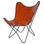 Cadeira com estrutura de aço e assento de couro em forma de borboleta. - 1