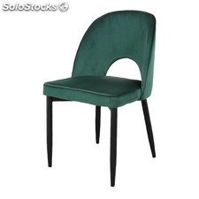 Cadeira de aço com encosto estofado em veludo verde