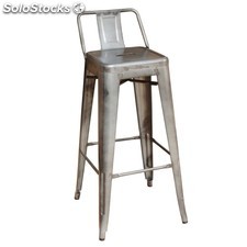 Cadeira de Bar Tolix Réplica com espaldar Cinza
