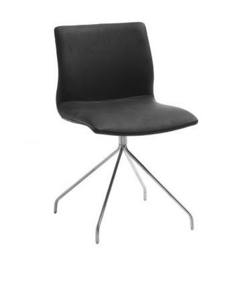 Cadeira de couro preto com costura